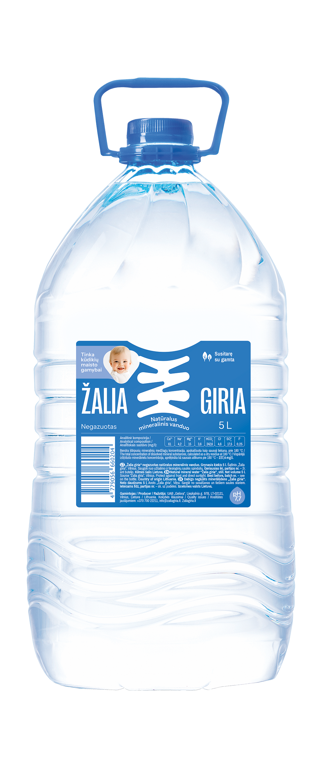 Natūralus mineralinis vanduo ŽALIA GIRIA, 5 L