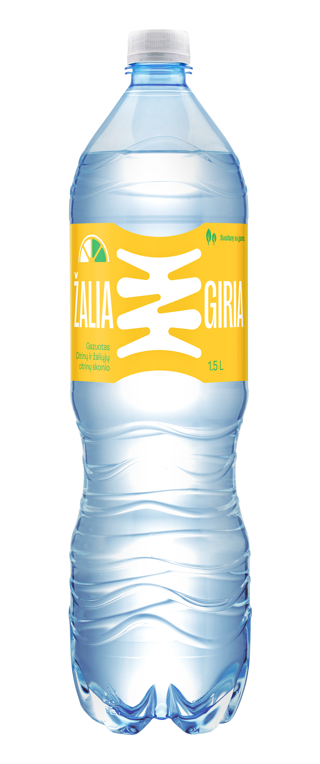 Citrinų ir žaliųjų citrinų skonio gazuotas vanduo ŽALIA GIRIA, 1,5 L